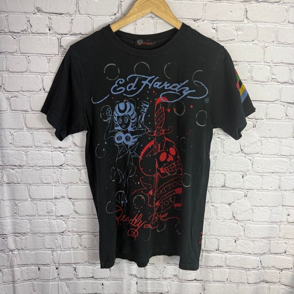 Vintage Ed Hardy Graphic Muscle T Shirt Size Medium Y2K J